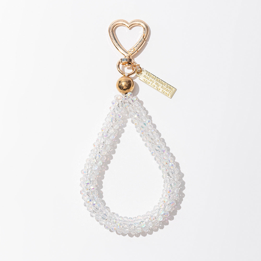 Wholesale Water drop keychain bag hand strap handmade beaded small pendant key charm