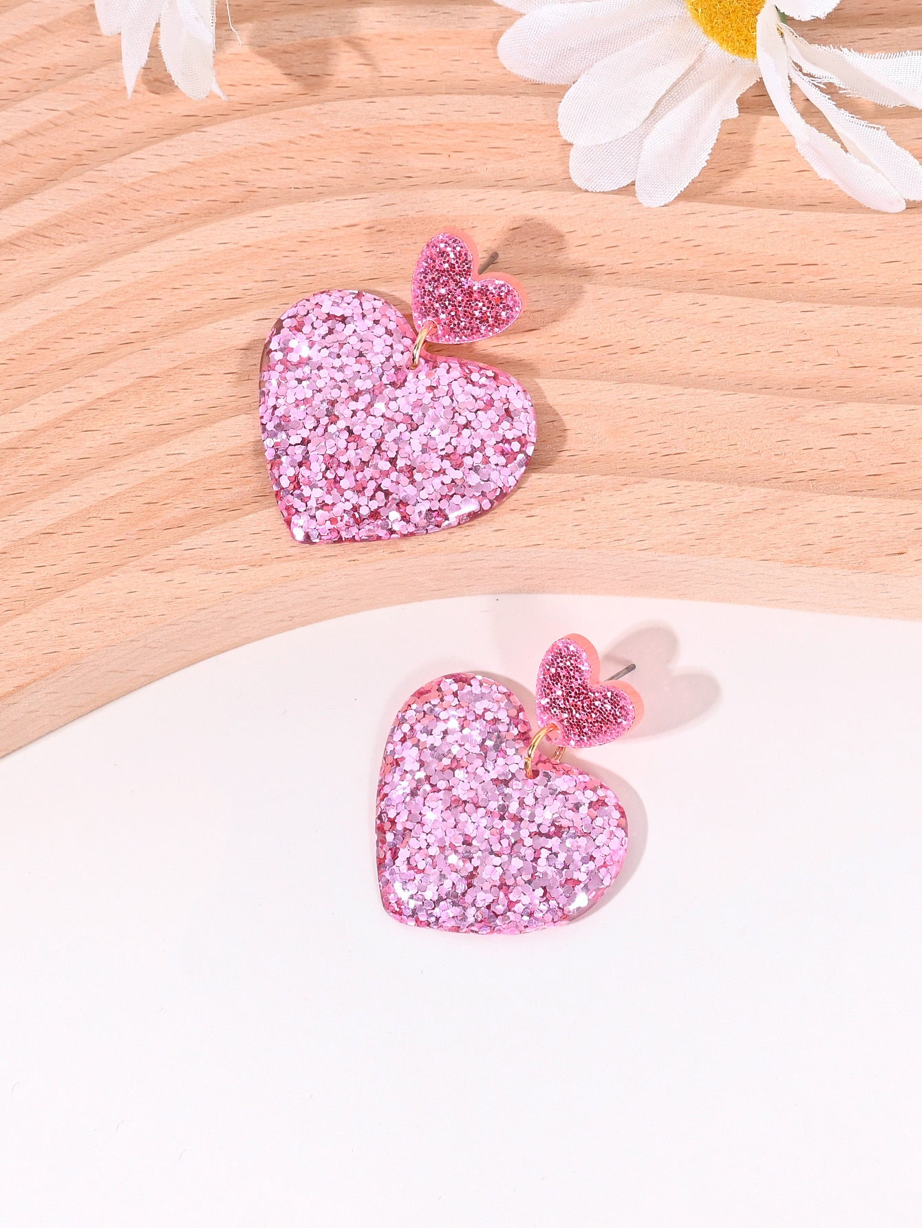 Wholesale Heart-shaped Five-pointed Star  Peach Heart Star Earrings