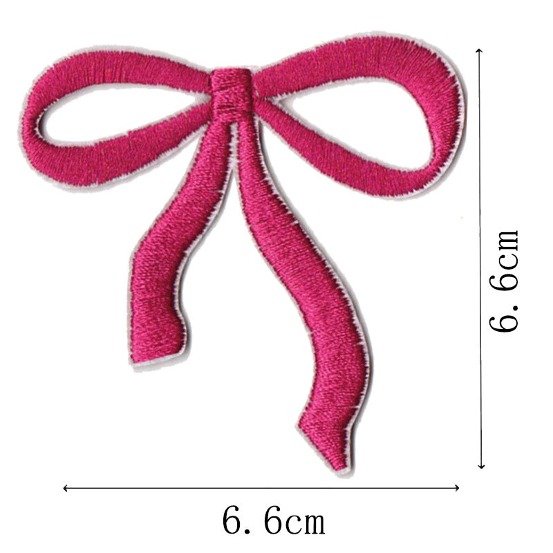 Wholesale Pink bow embroidery DIY Patches