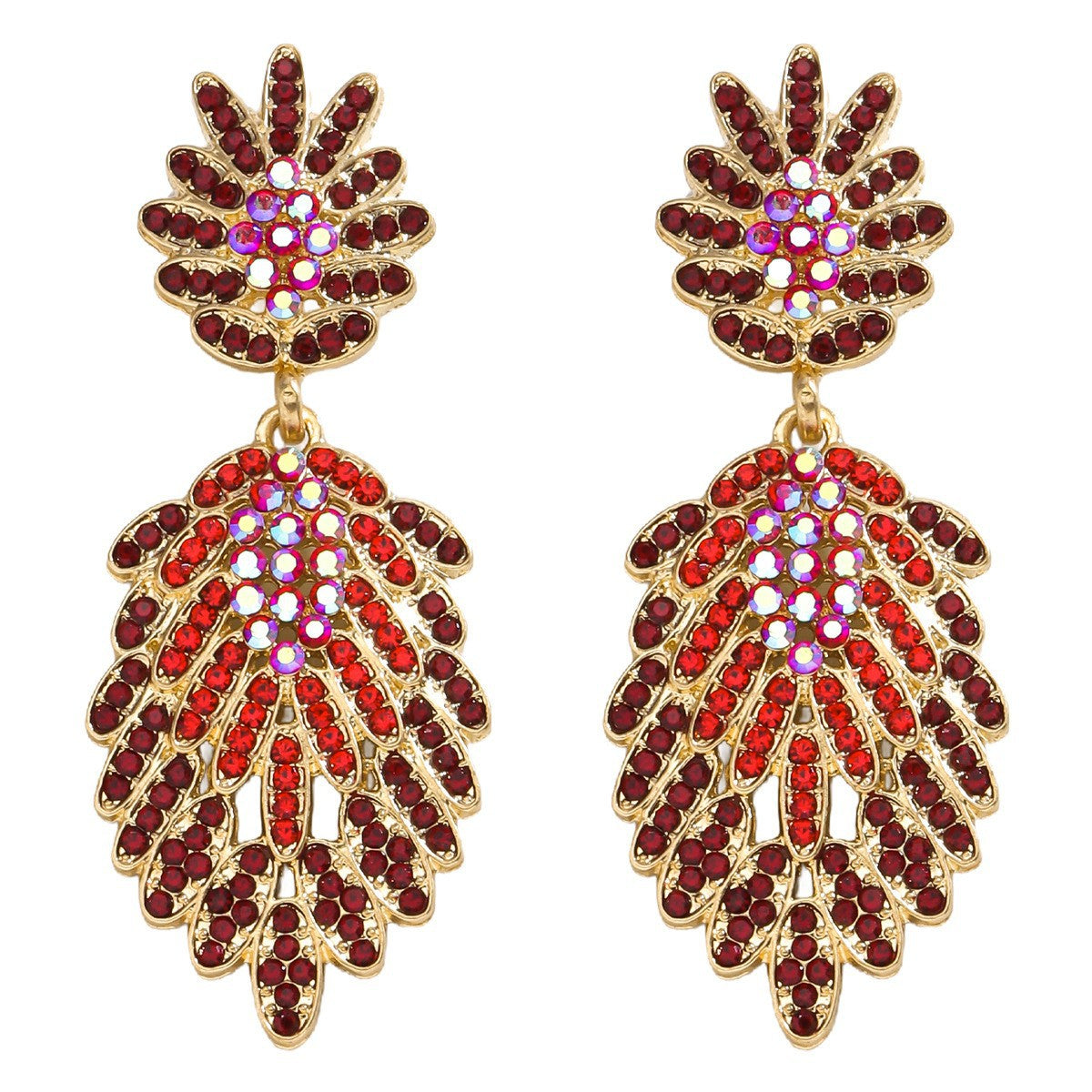 Wholesale Geometric Water Drop Love Petals Leaves Diamond Earrings