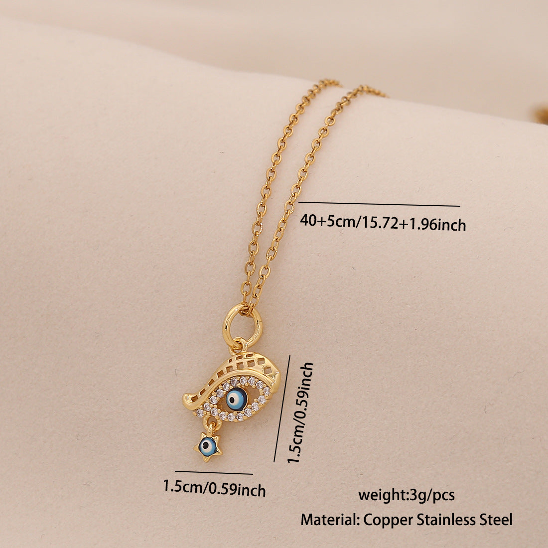 Wholesale Devil' s Eye Necklace Stainless Steel Clavicle Chain