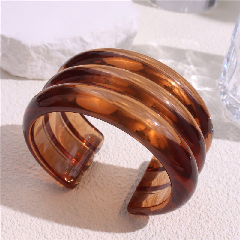 Wholesale Three-layer Resin Bracelet Retro Texture Open Ring Bracelet