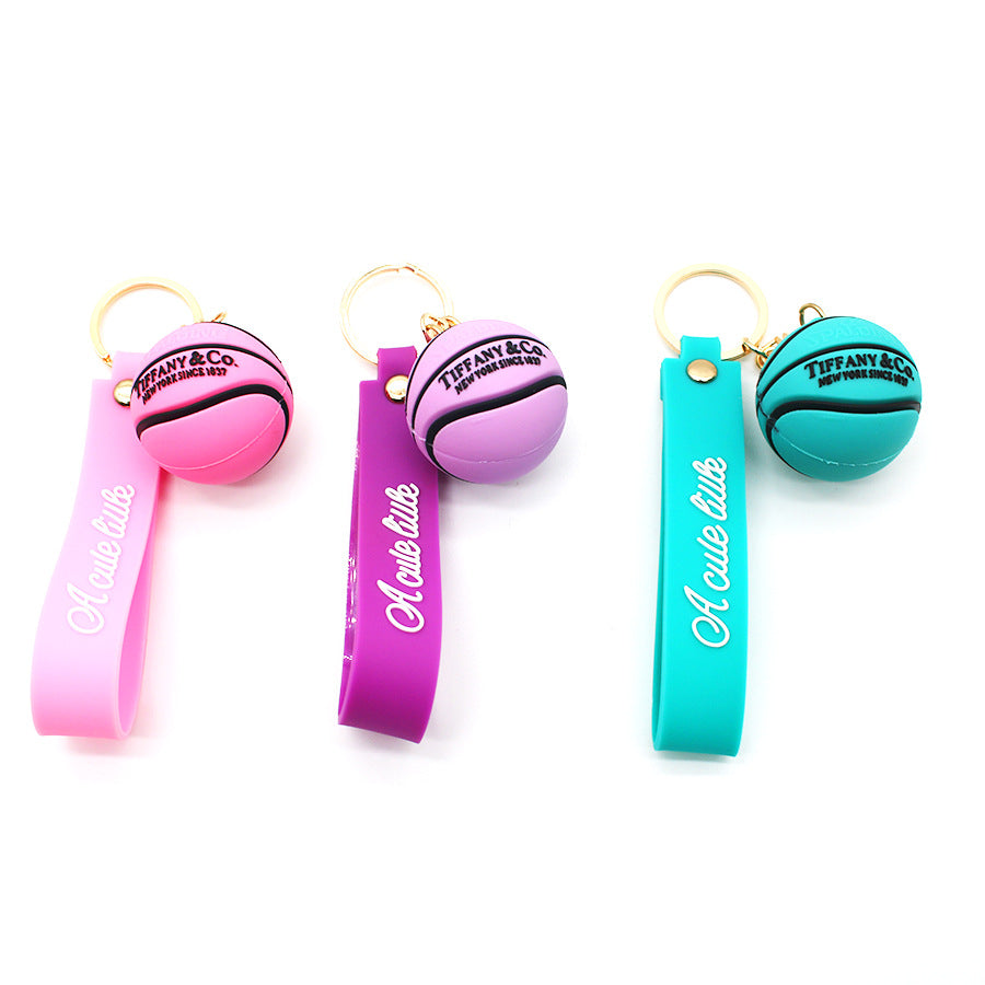 Wholesale PVC Soft Rubber Cartoon Standing Basketball Keychain