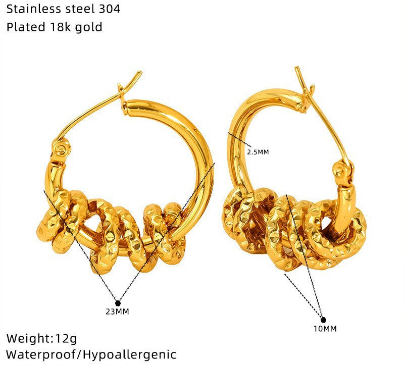 Wholesale Stainless steel wrapped gold geometric earrings
