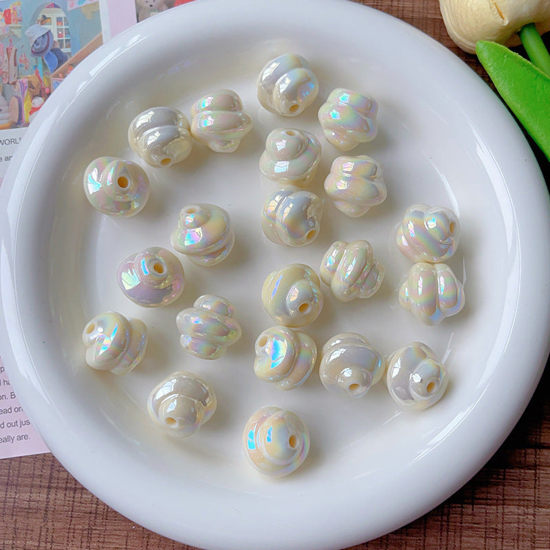 Wholesale 10pcs/pack  Solid color coated spiral bead   Acrylic Beads