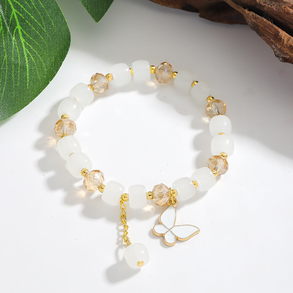 Wholesale Arrival Glass Abacus Handmade Woven Butterfly Pendant Colorful Beads Bracelet Jewelry