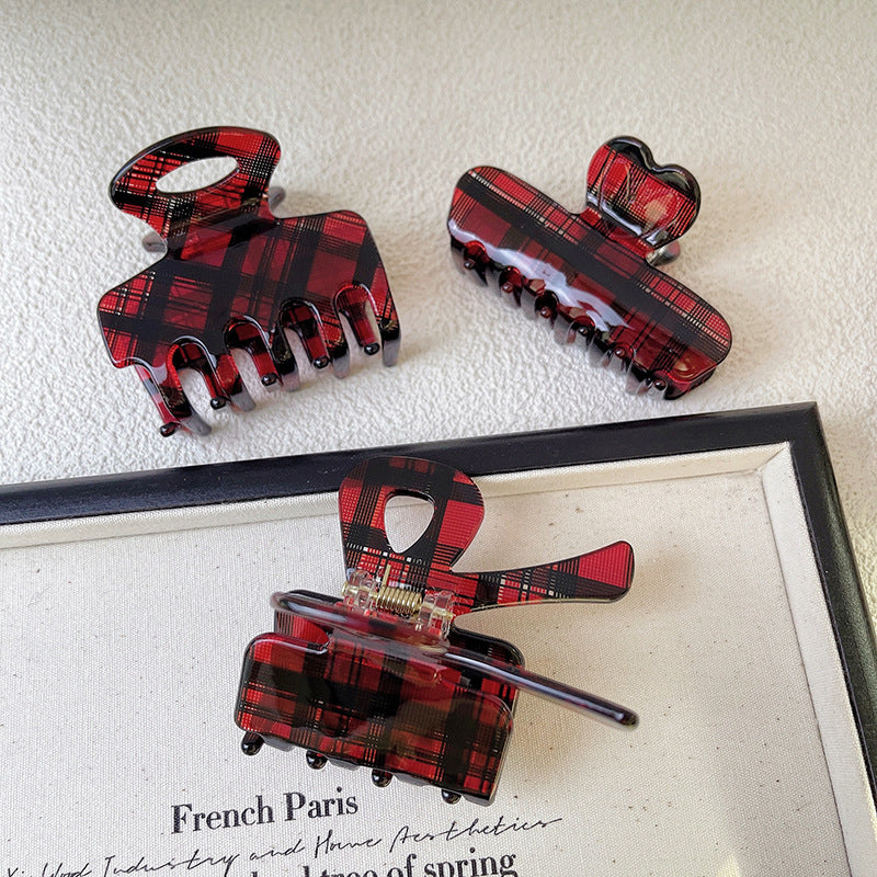 Wholesale Plaid Vintage Acetate Bow Hair Clip