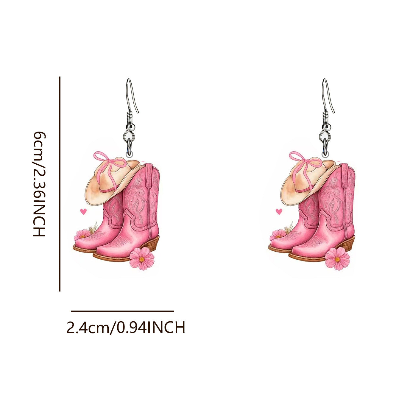 Wholesale Trendy Acrylic Western Cowboy Earrings With Denim Hat And Boot Charms Bowknot Jewelry Accessory