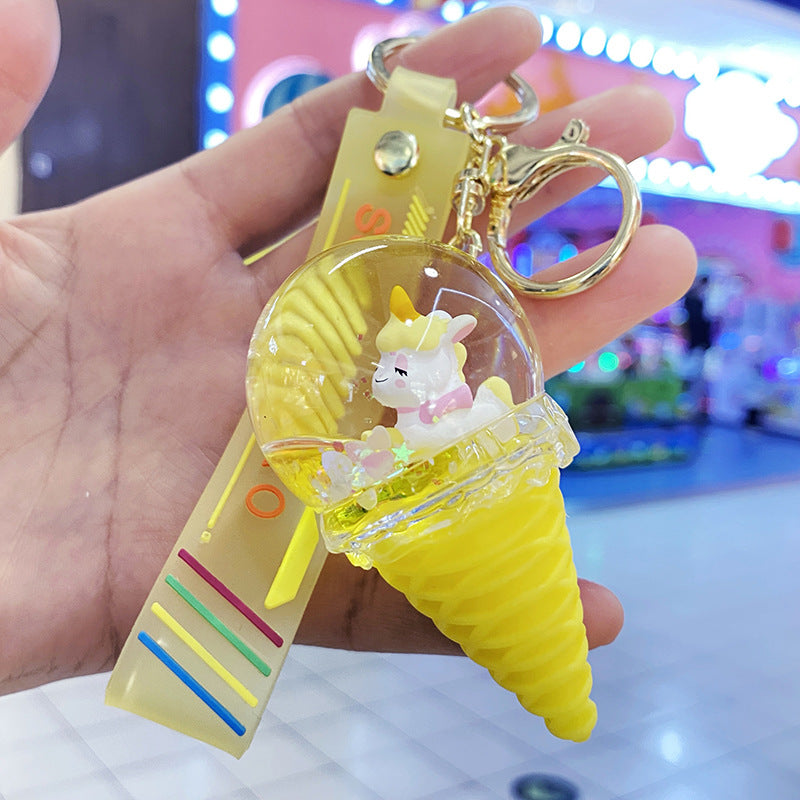 Wholesale Acrylic Ice Cream Crystal Ball Sand Flow Keychain