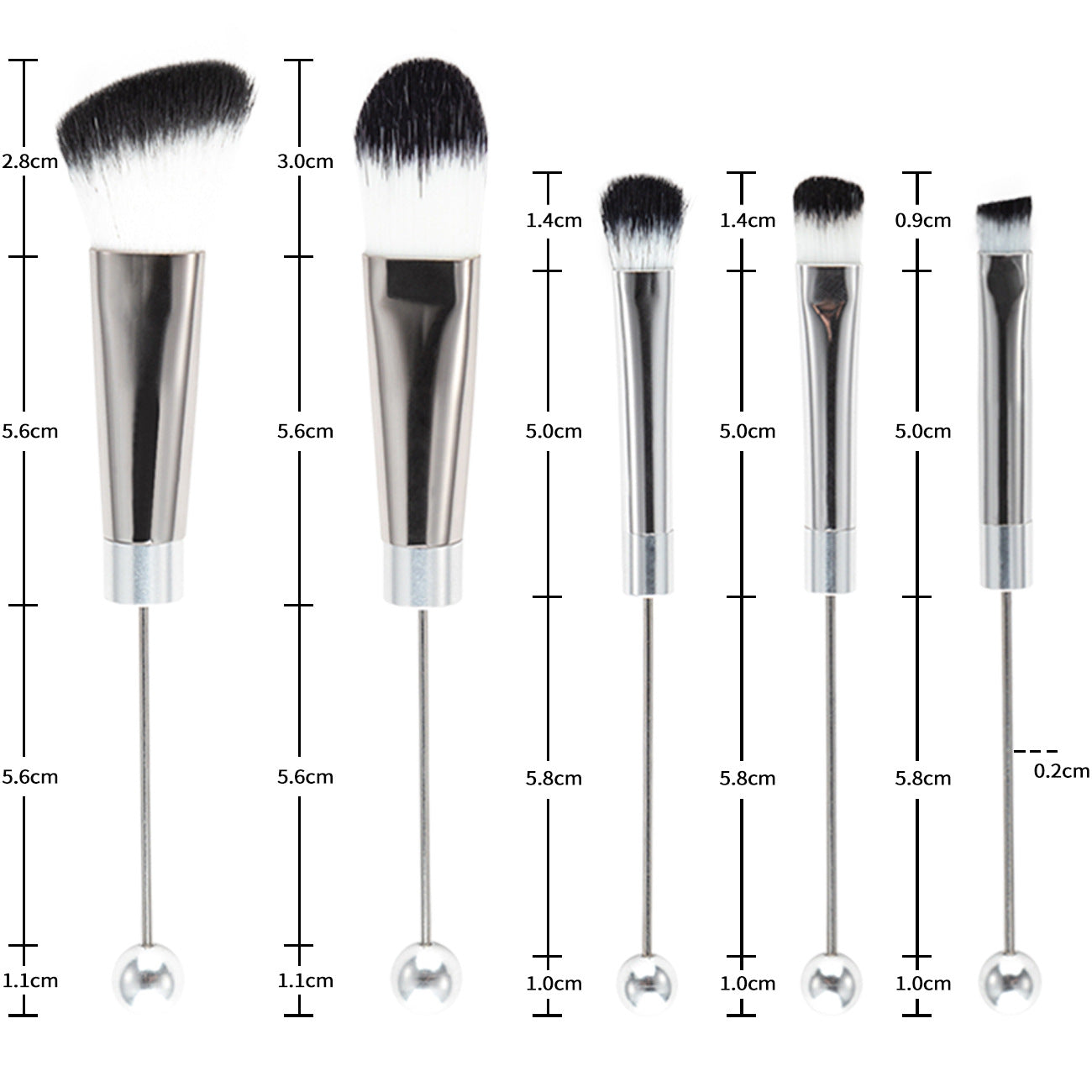 Wholesale 200 Sets Beadable Metal DIY Makeup Brush Set