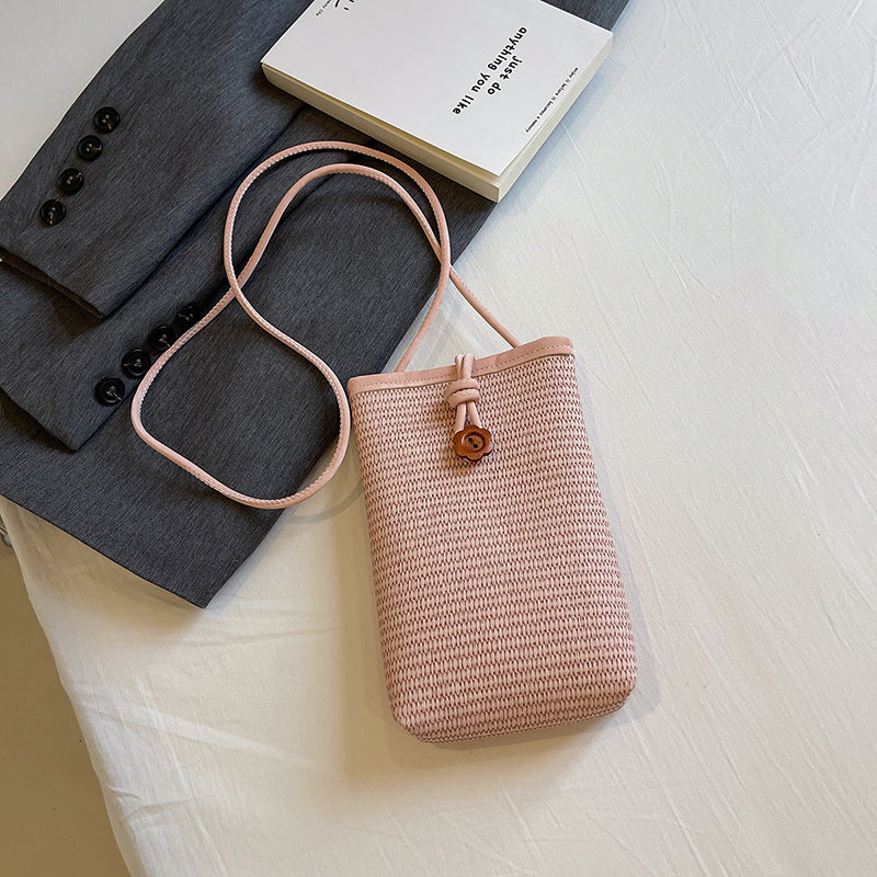 Wholesale Versatile Straw Woven Crossbody Bag Mini Phone Bag