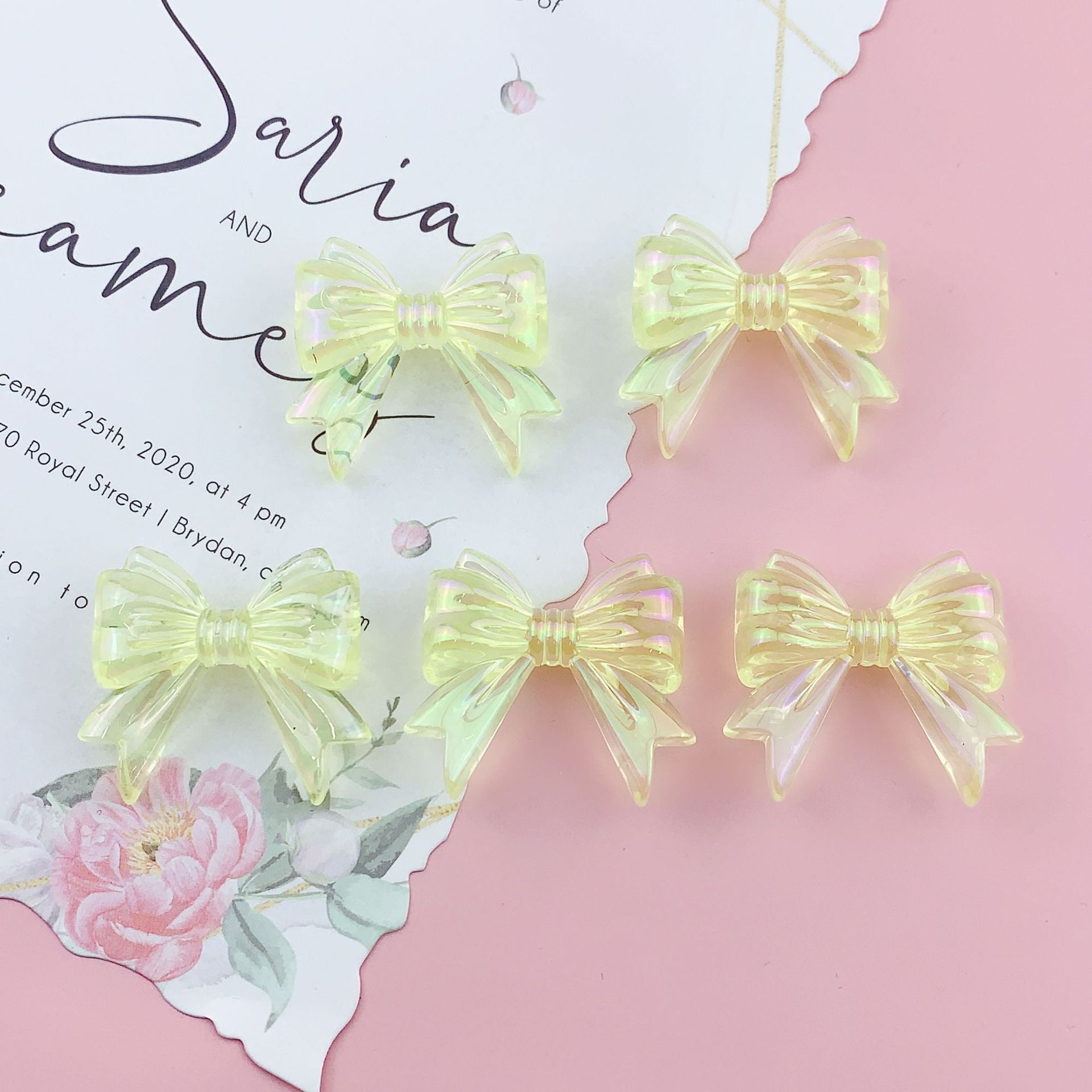 Wholesale 10pcs Colored jelly colored butterfly bow acrylic beads