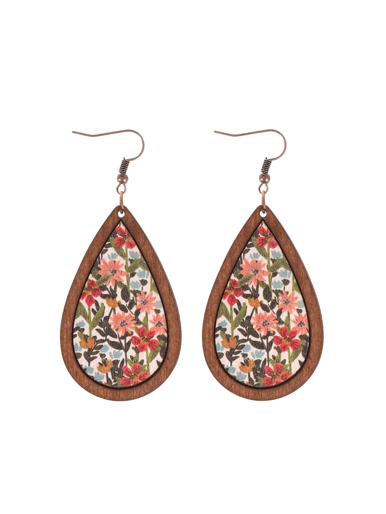 Wholesale Ethnic Style Wooden Droplet Shaped Retro Earrings