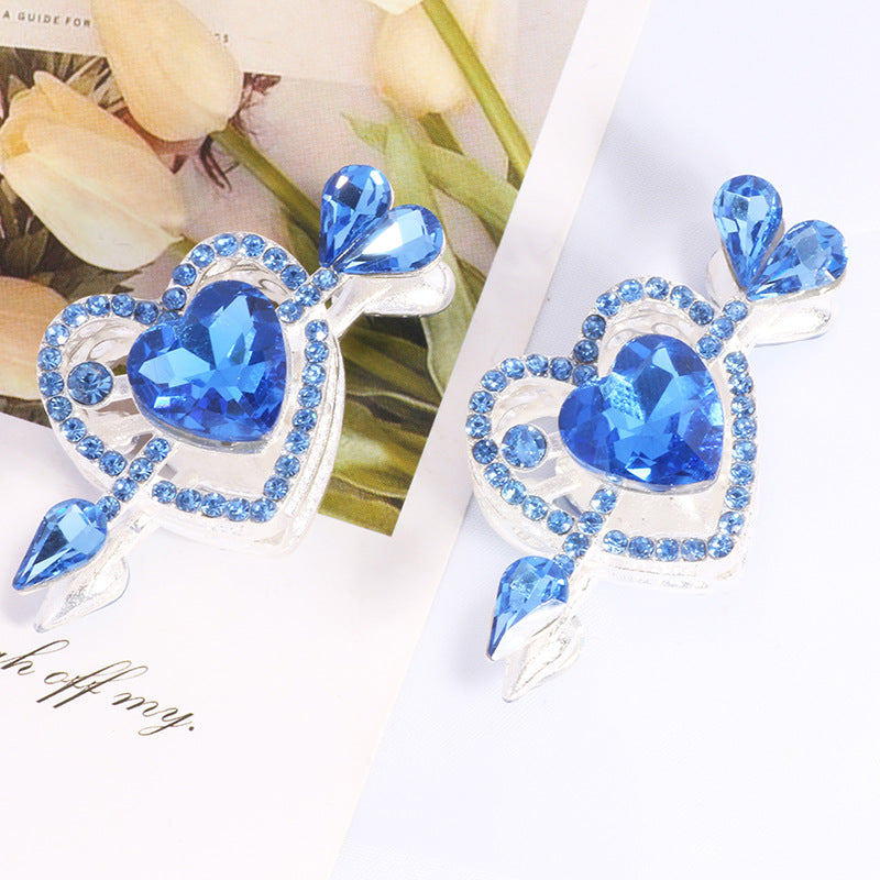 Wholesale  2PCS/Pack Double-sided alloy rhinestones one arrow through the heart love diamond ball straight hole beads DIY mobile phone chain keychain necklace accessories