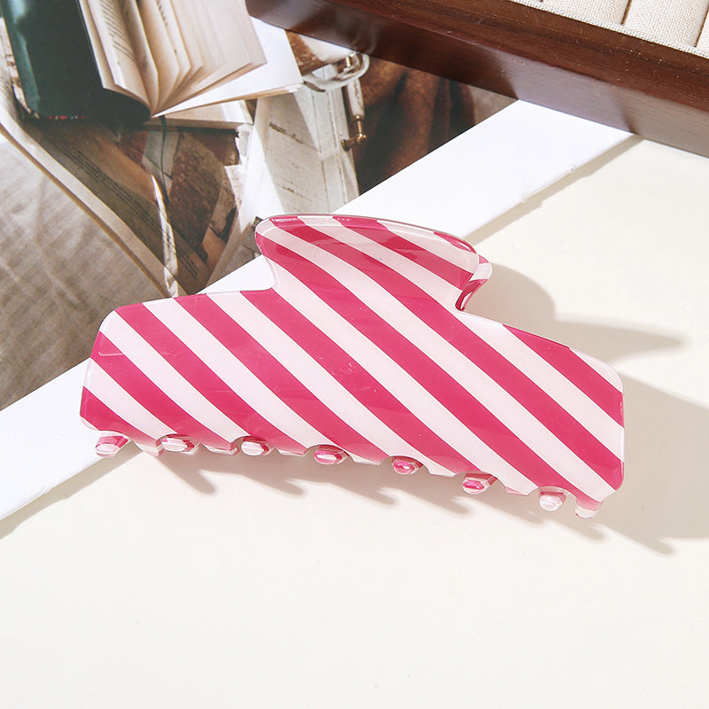 Wholesale Trendy Mermaid Blue Striped French Semicircle Hair Claw Clip For Women PVC Hair Accessory For Everyday Styling And Boutique Resale