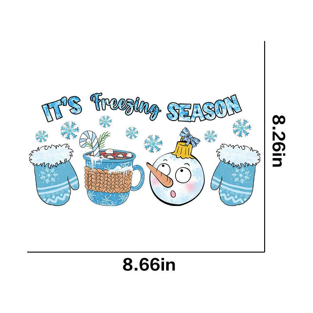 Wholesale 10pcs/pack Winter snowflake white ink heat transfer sticker for clothing  UV DTF ready-to-use transfer stickers