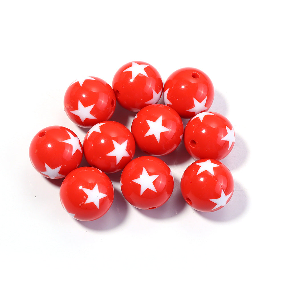 Wholesale 20pcs Painted double-sided heart-shaped pentagram Acrylic Beads