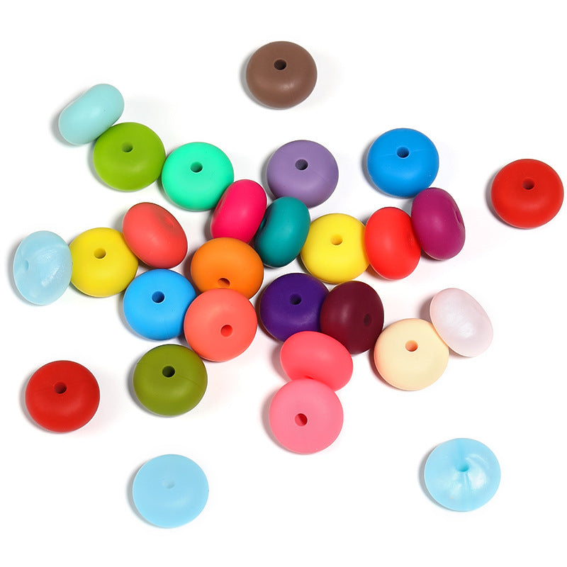 Wholesale 200pcs 14mm Silicone Flat Beads Candy Color Abacus Beads DIY Jewelry Accessories Spacer