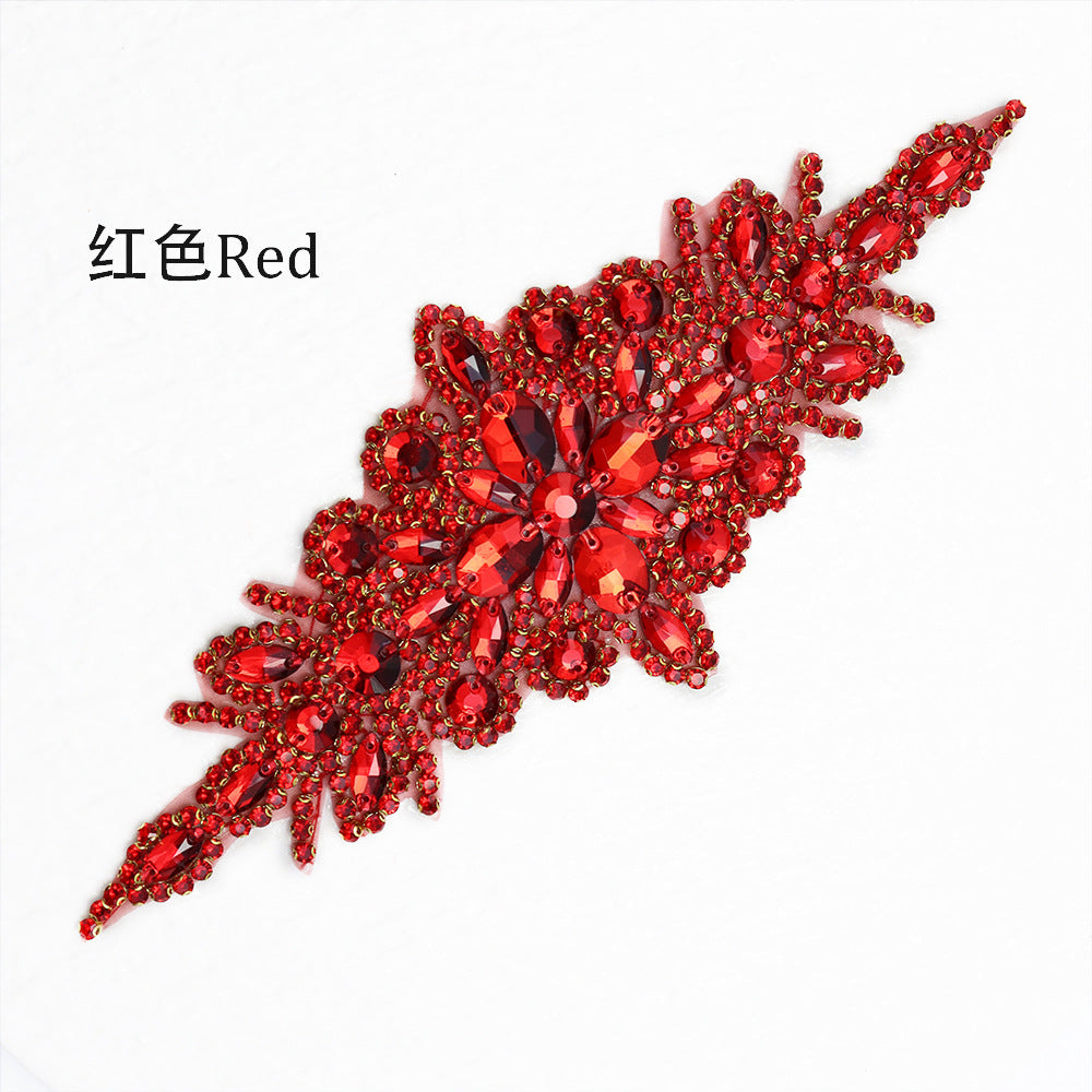 Wholesale Hand sewn bead rhinestone hot melt adhesive patch