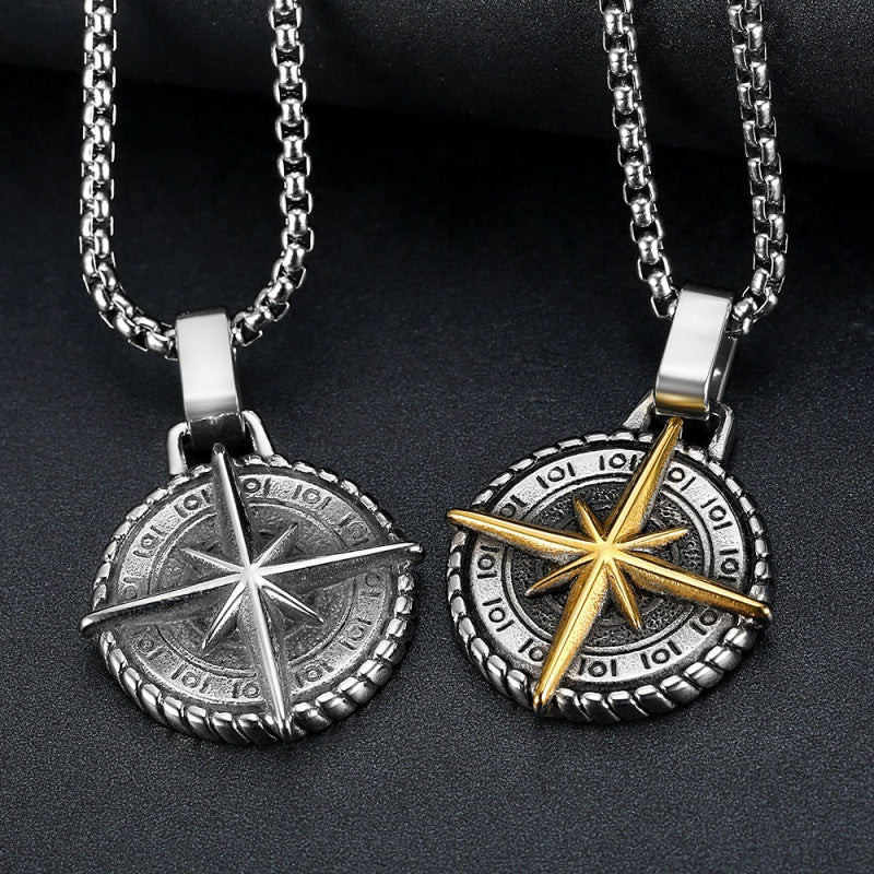 Wholesale Vintage Compass Stainless Steel Necklace