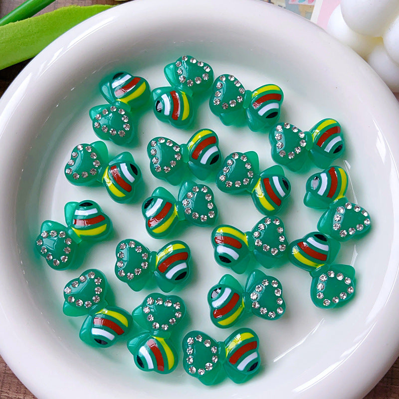 Wholesale Glow-in-the-dark rainbow bow straight beaded  Acrylic Beads