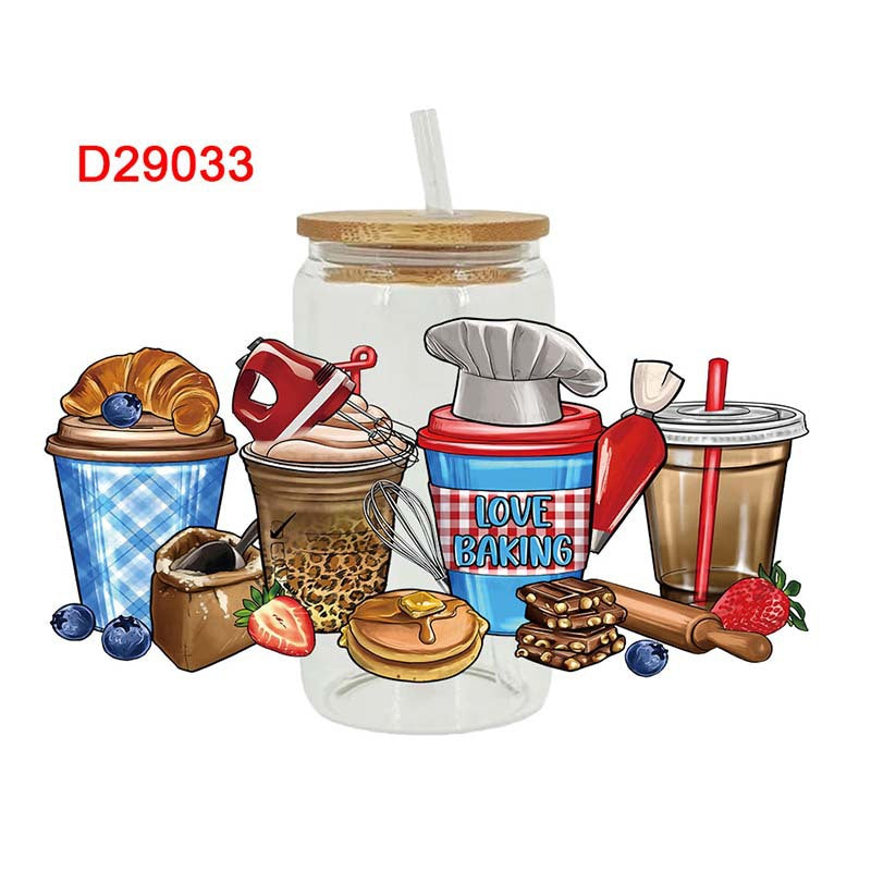 Wholesale Pizza drinks and food series 16oz Cup UV DTF Wraps