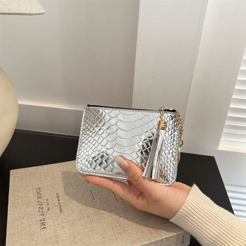 Wholesale PU Crocodile Pattern Multi Card Tassel Zero Wallet