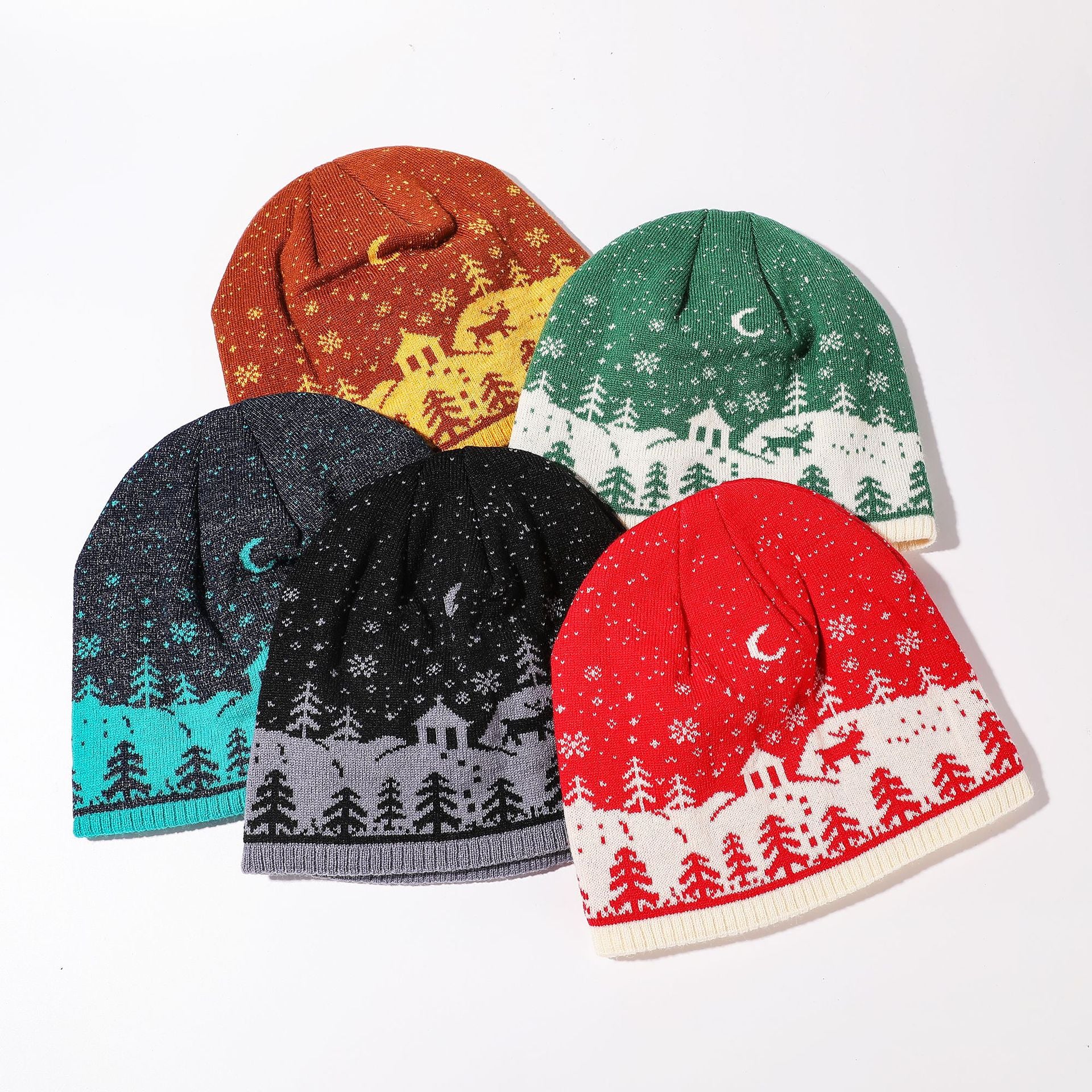 Wholesale Christmas Deer Plush and Thick Knitted Wool Hats