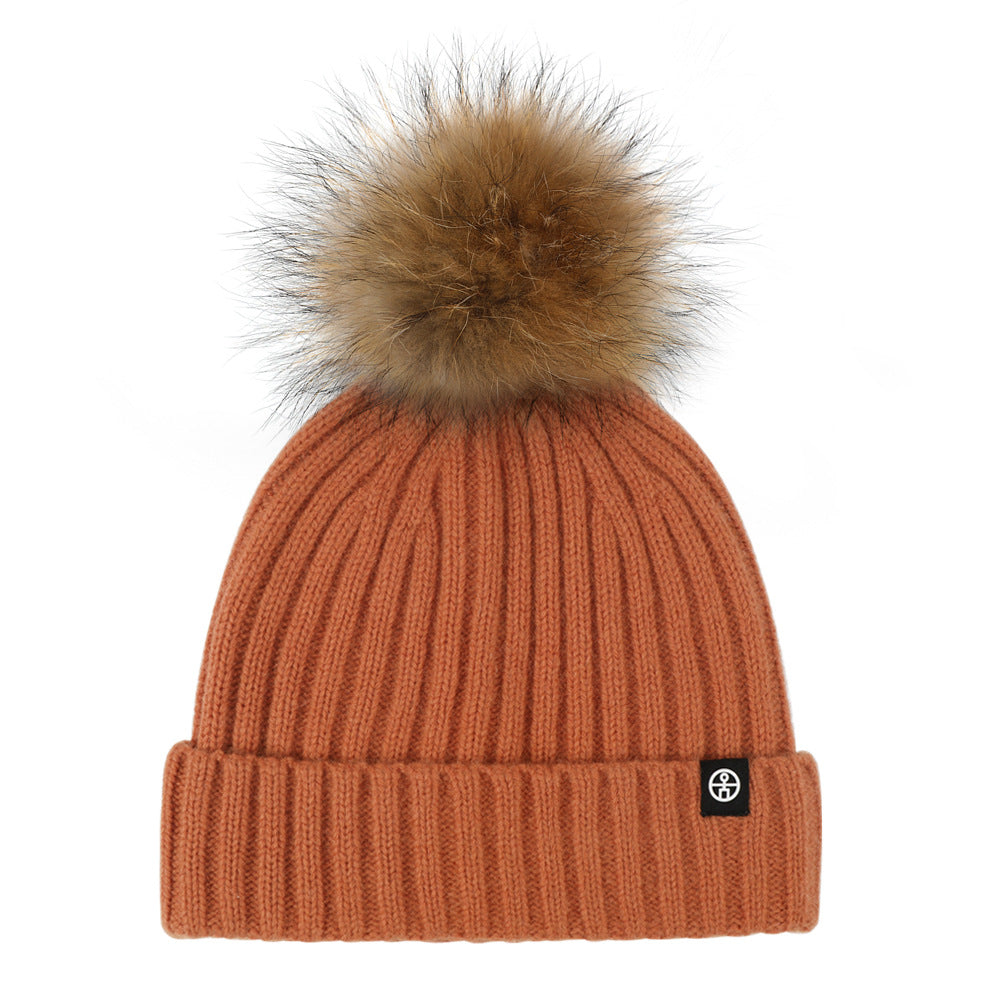 Wholesale Solid Color Wool Ball Knitted Hat Winter Woolen Hat