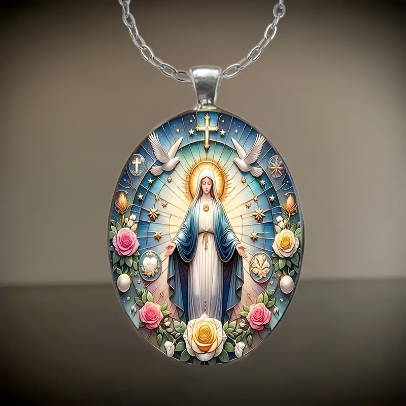 Wholesale Elliptical colored portrait necklace