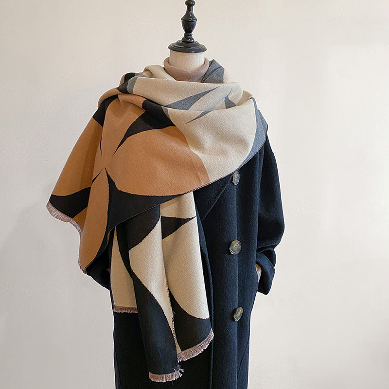 Wholesale Autumn and Winter Imitation Cashmere Thickened Warm and Cold-proof Double-sided Scarf
