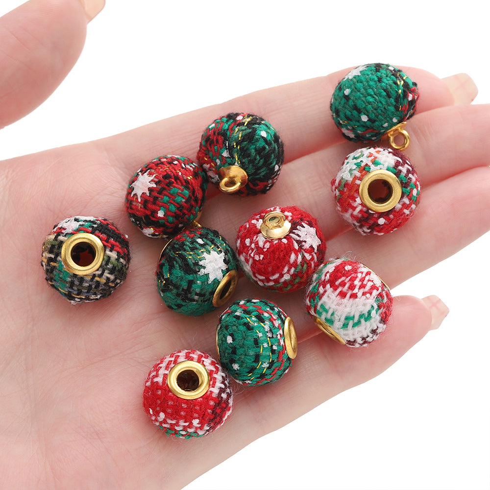 Wholesale  10pcs/pack Christmas Snowflake Series Cloth Bag Checkered Beads