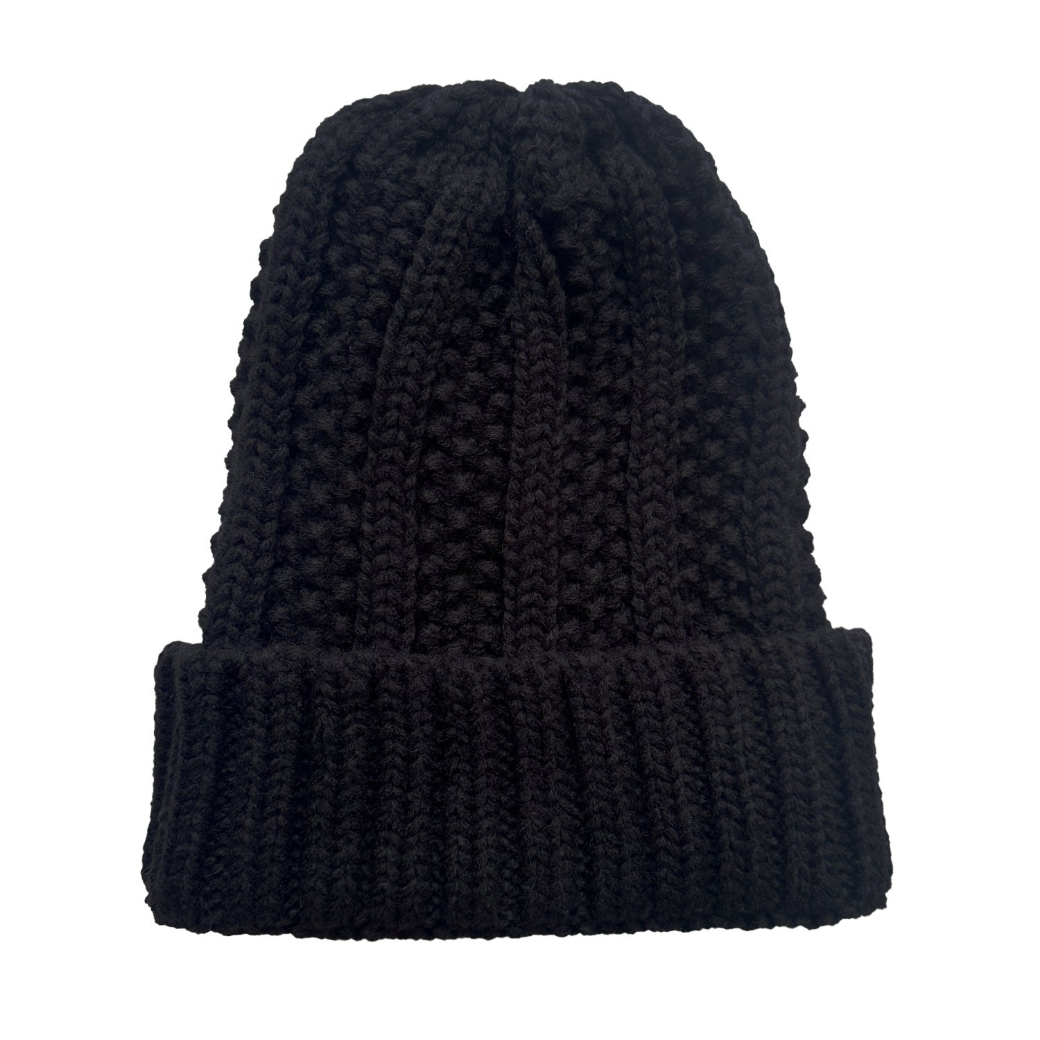 Wholesale Vertical Striped Curled Edge Knitted Wool Warm Hat