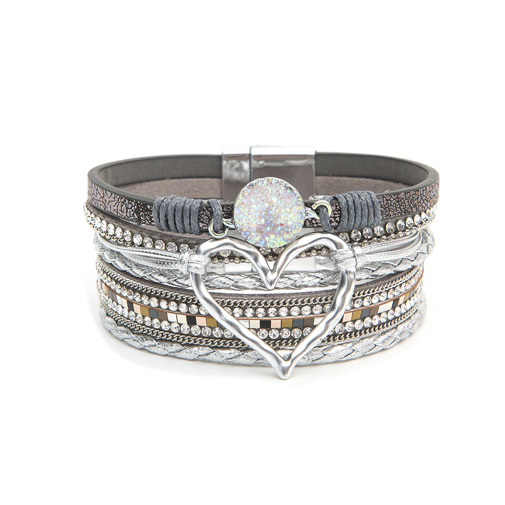 Wholesale Bohemian Multi-layered Leather Handwoven Love Bracelet