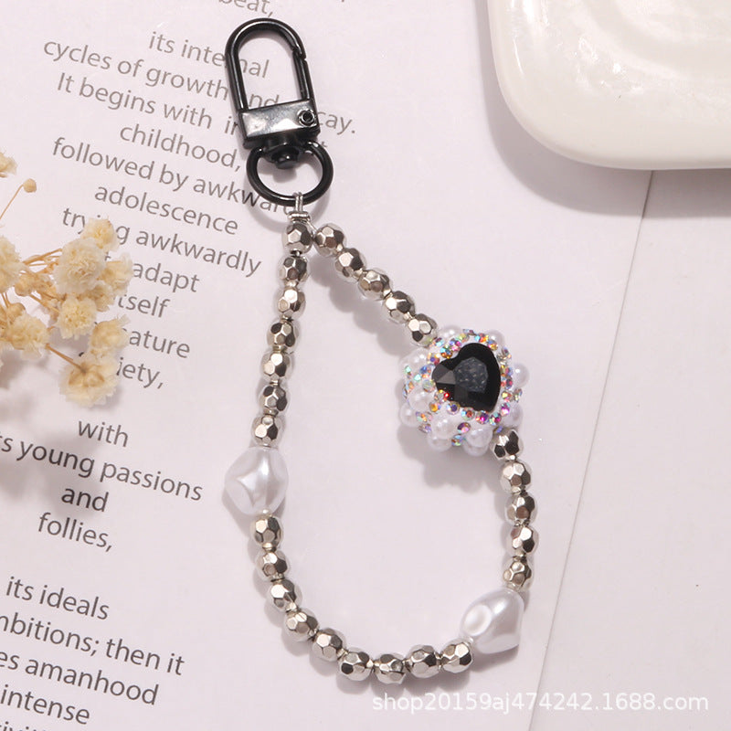 Wholesale Pearl Diamond Heart Metal keychain