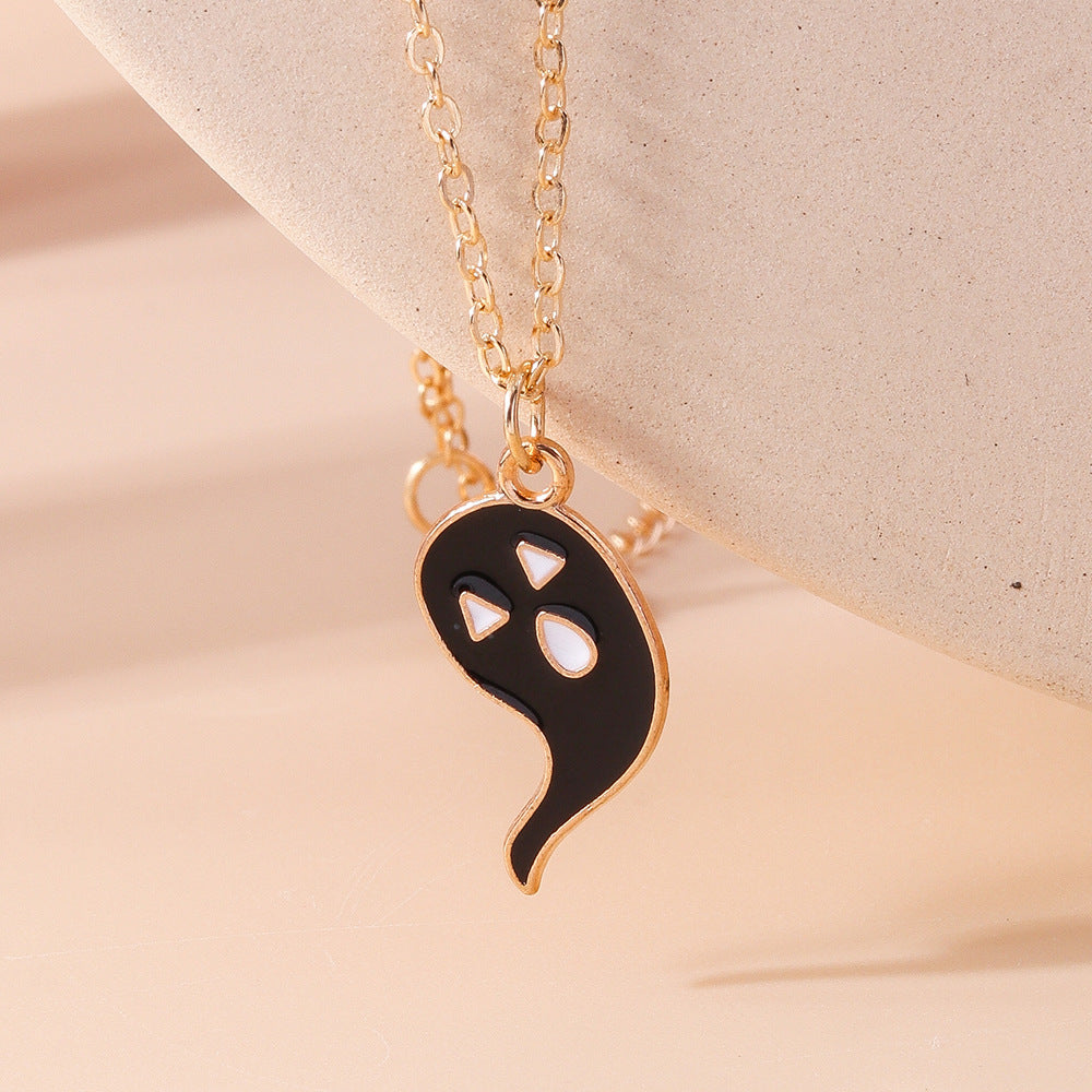 Wholesale Halloween Ghost Necklace Cartoon Cute Ghost Alloy Collarbone Chain