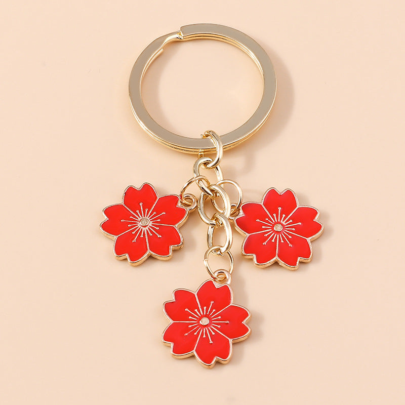 Wholesale Cherry Blossom Metal Keychain Handbag Decoration Pendant Accessories