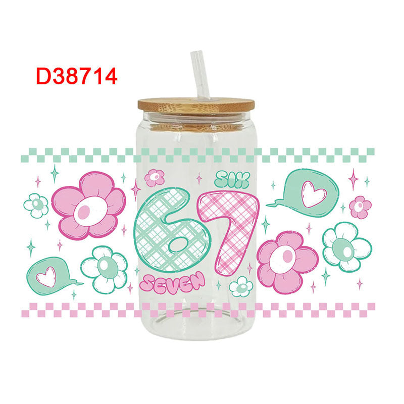 Wholesale UV transfer sticker for glass cups crystal label crystal sticker 16OZ UV DTF WRAPS