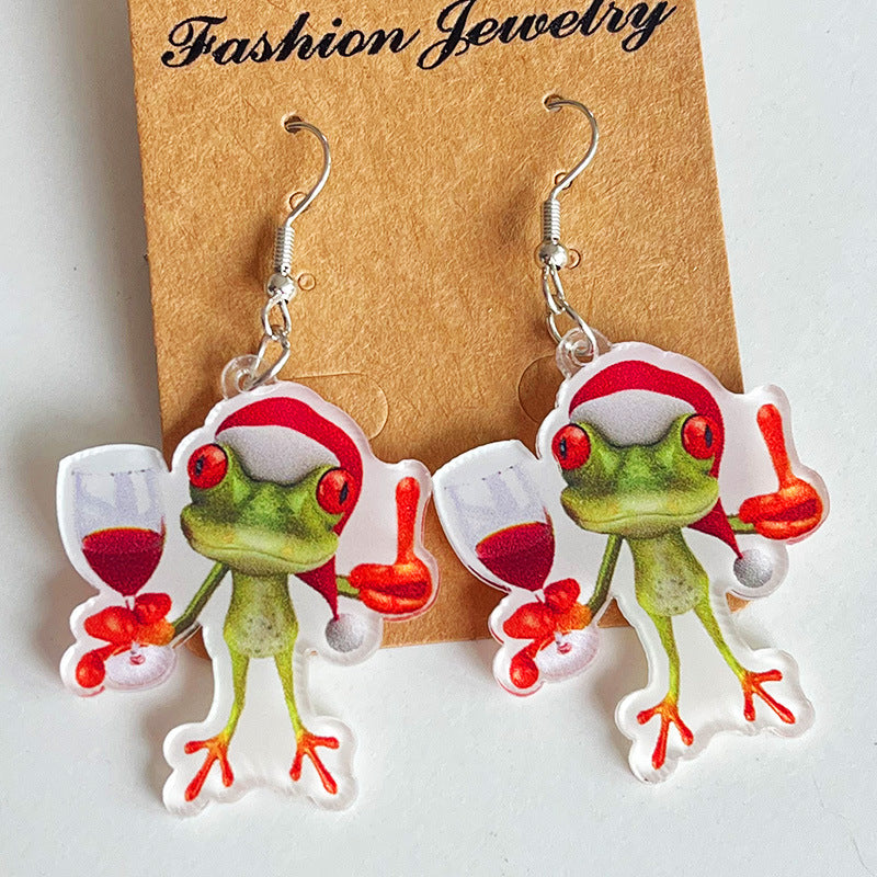 Wholesale Christmas Animal Cute Cat Rabbit Frog Western Bullhead Dog Earrings