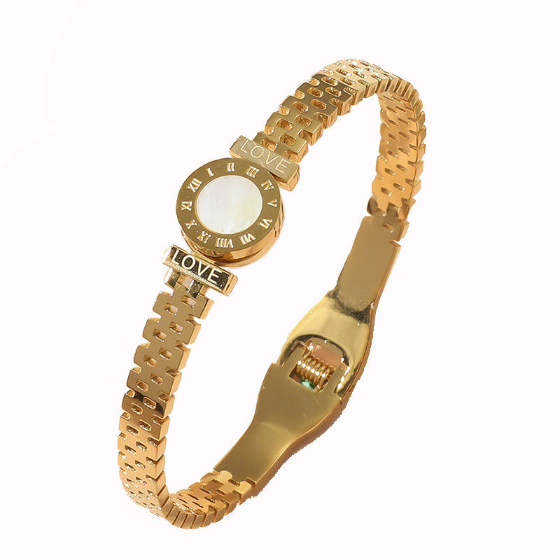 Wholesale Roman Numeral LOVE Titanium Steel Bracelet