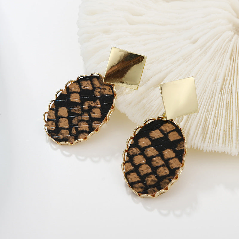 Wholesale Leopard Print Polka Dot PU Leather Earrings