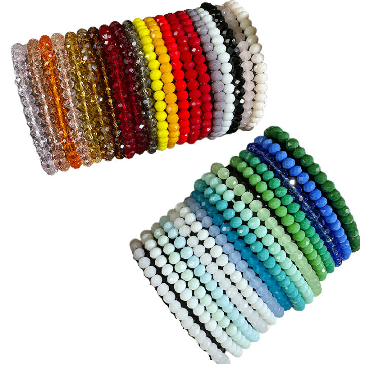 Wholesale 36 Pieces of Crystal Bracelet Set Bohemian Fold Wear 6mm Elastic Bracelet