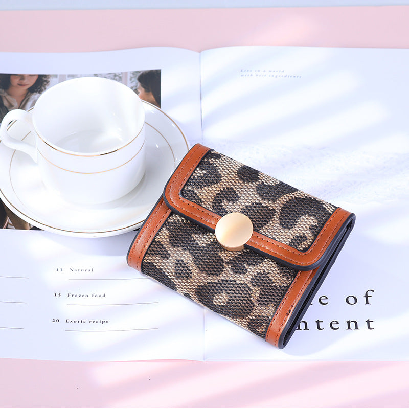 Wholesale PU Leopard Print Short Portable Wallet