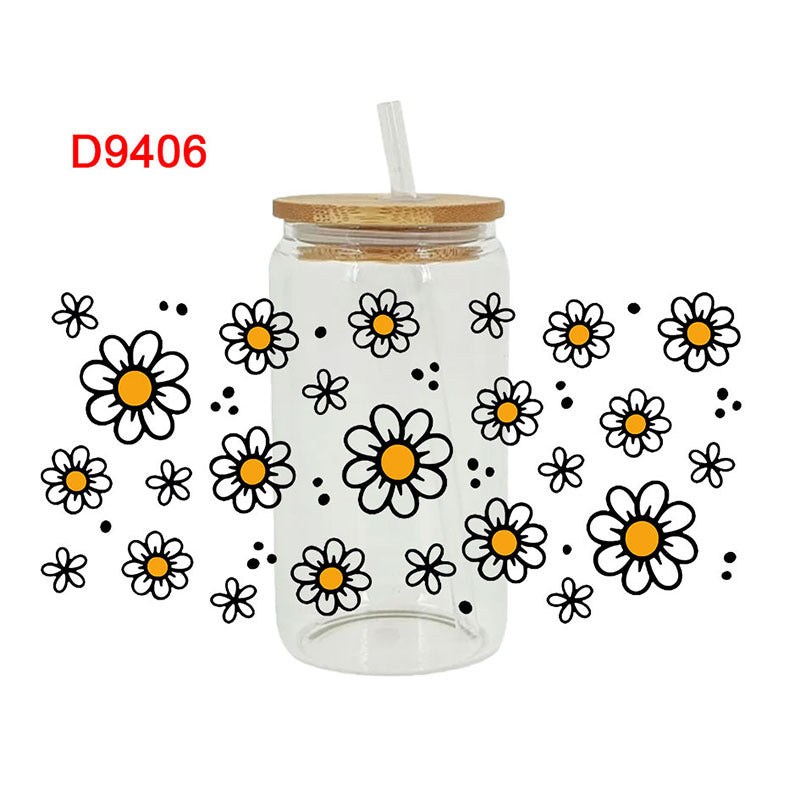 Wholesale Yellow blooming sunflowers  16oz Cup UV DTF Wraps