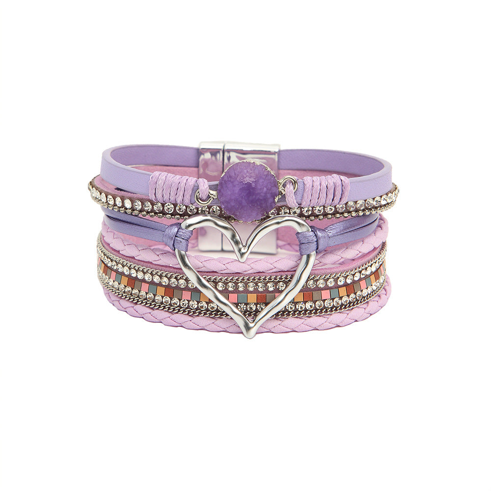 Wholesale Bohemian Multi-layered Leather Handwoven Love Bracelet
