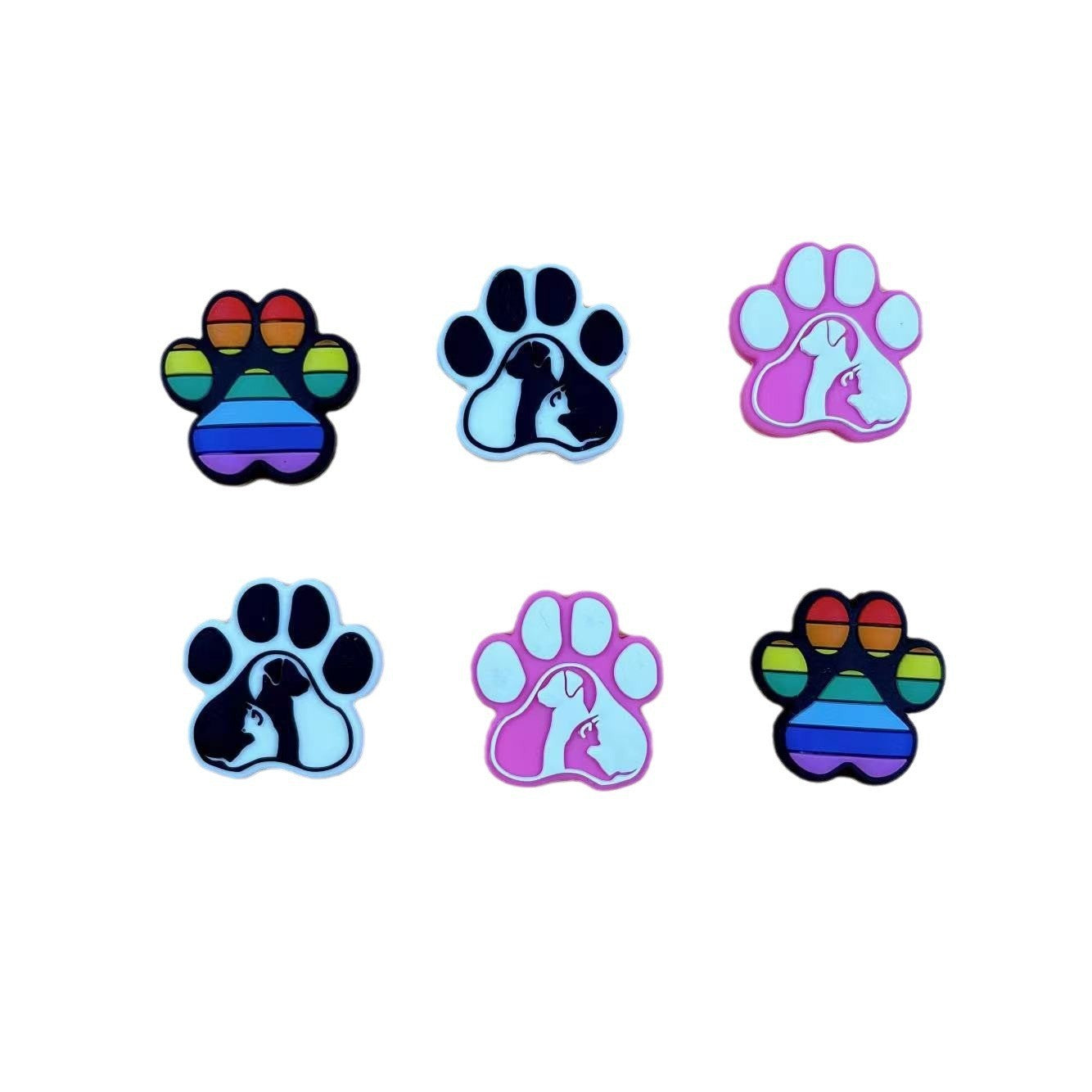 Wholesale 10pcs Dog Paw Series Cartoon Beads Handmade DIY Silicone Loose Beads
