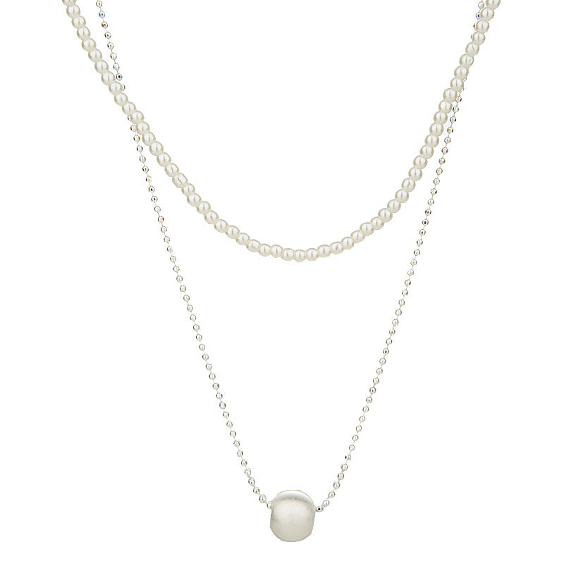 Wholesale Japanese and Korean Silver Brushed Heart Design Necklace Women' s