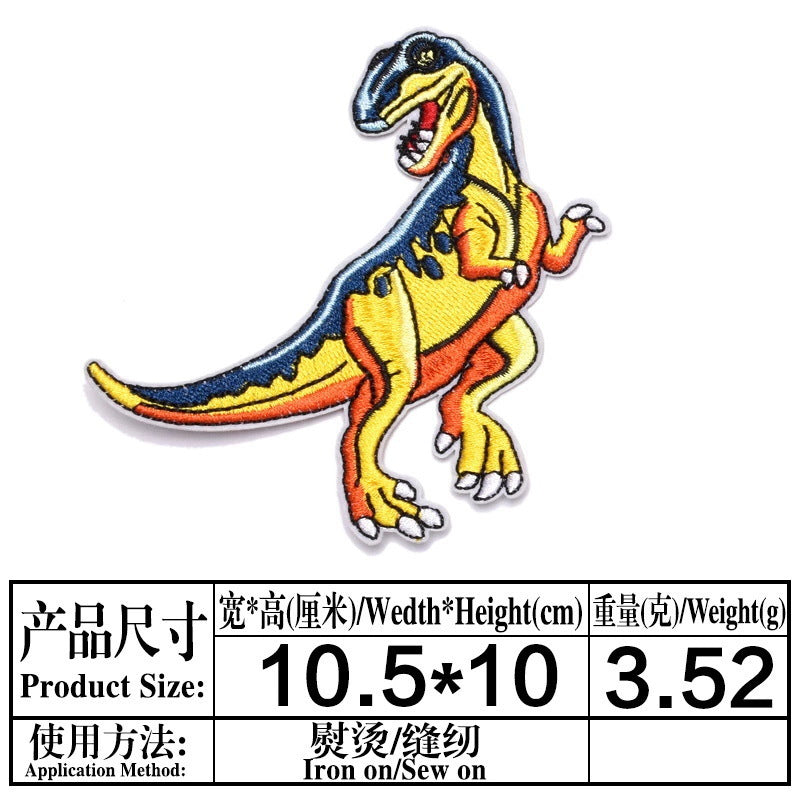 Wholesale Stylish Dinosaur Embroidered Patches Cartoon Animal Cloth Sew On Badges For Clothing Boutique Resale