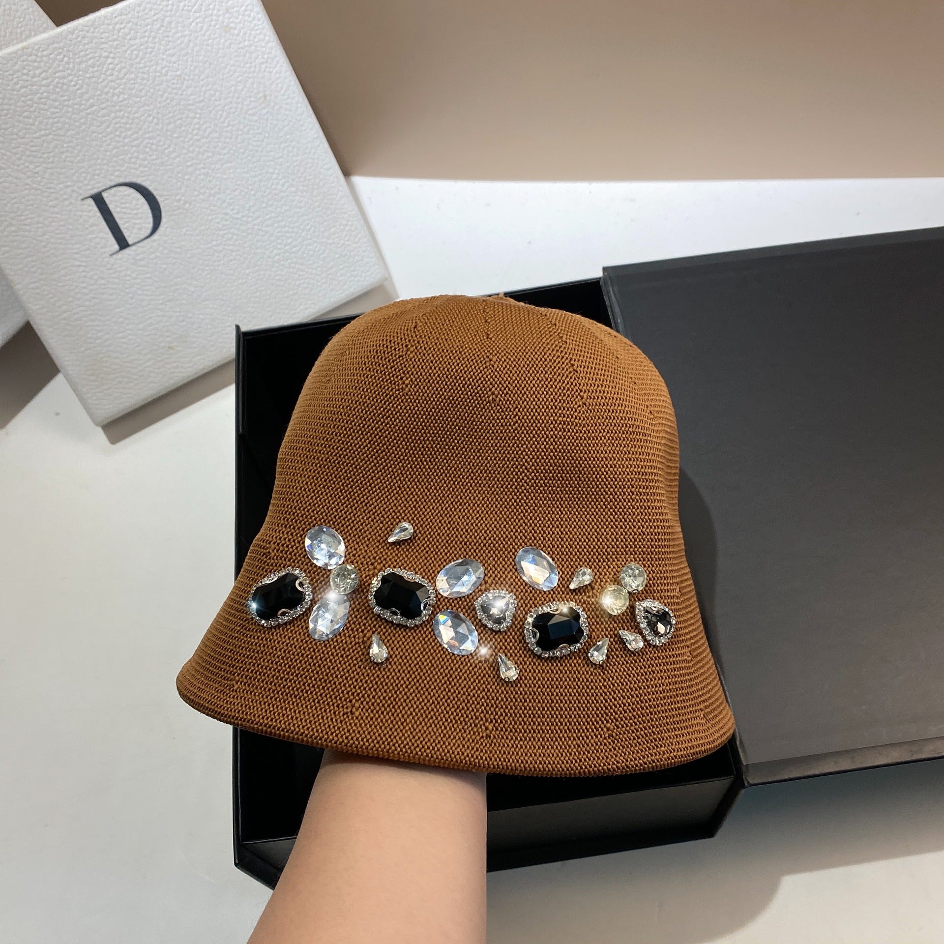 Wholesale Heavy Industry Rhinestone Ice Silk Bucket Hat Bucket Hat