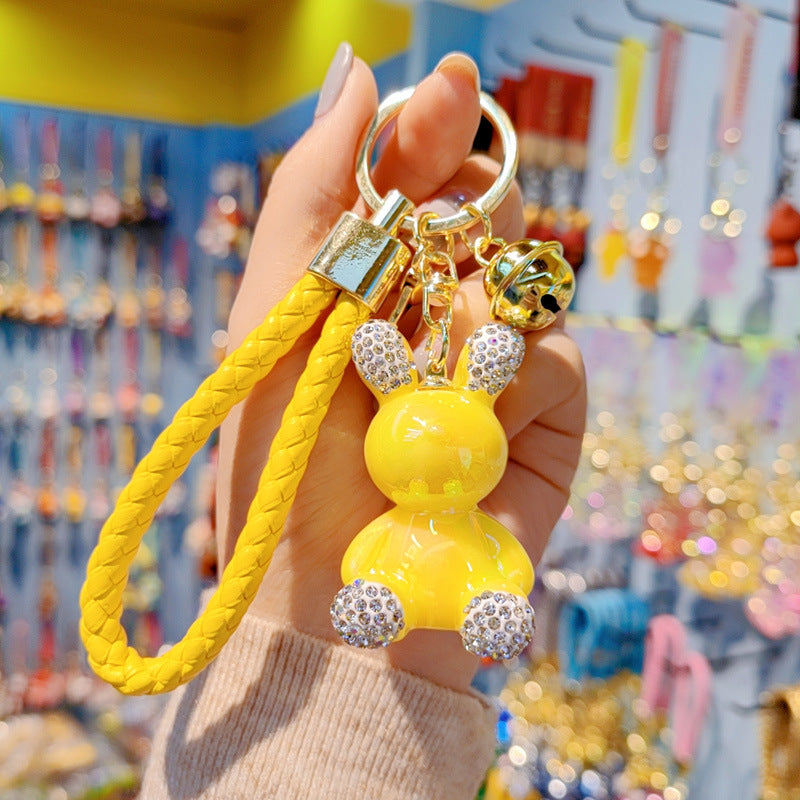 Keychains de diamantes con bunny de electroplacas de coloridos al por mayor